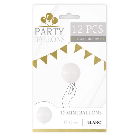 12 Mini Ballons Blanc 12 cm en latex Tralala Fêtes fr