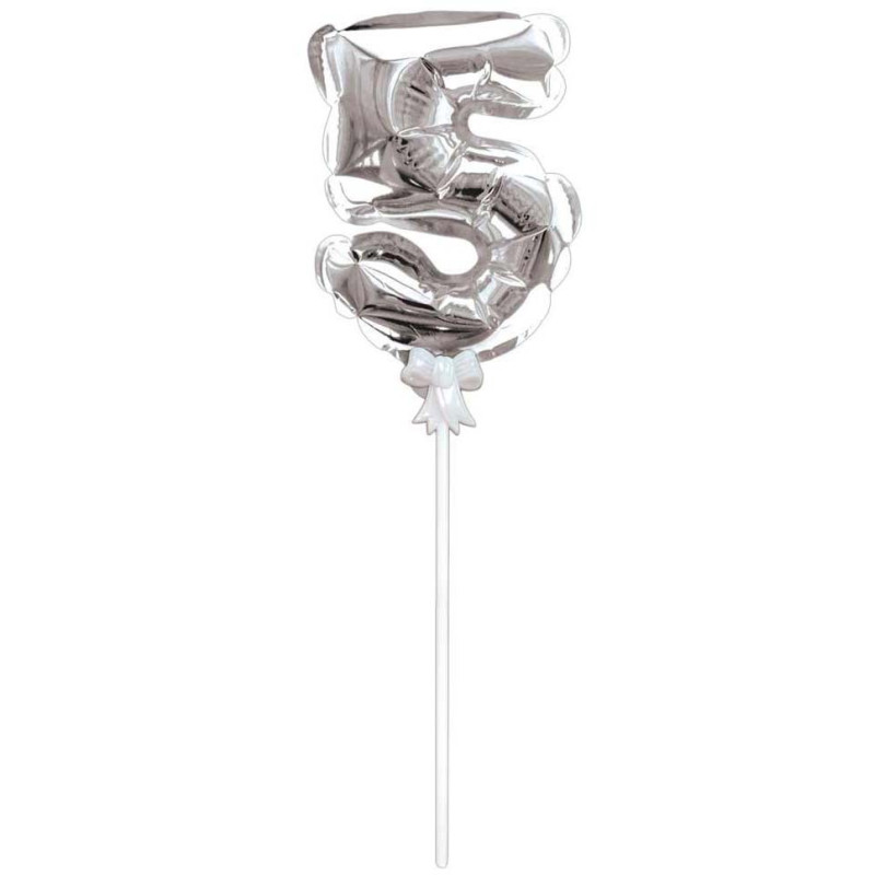 Ballon géant anniversaire argent chiffre 5 (x1) REF/BA3012
