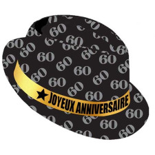 Chapeau 60 Ans Anniversaire Noir/Or - accessoires