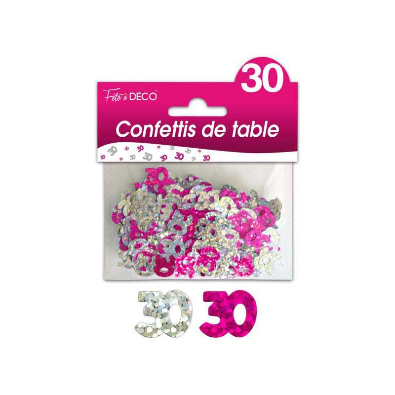 6 confettis anniversaire 60 ans fuchsia 5 cm - Vaisselle jetable