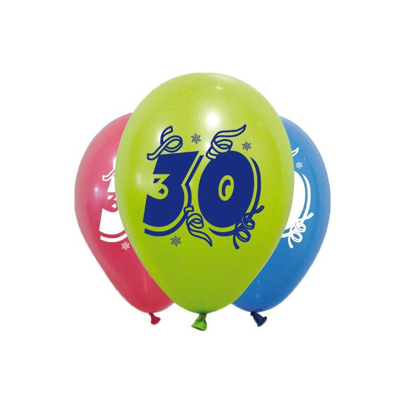 Ballons 30 ans Anniversaire air et hélium - déco