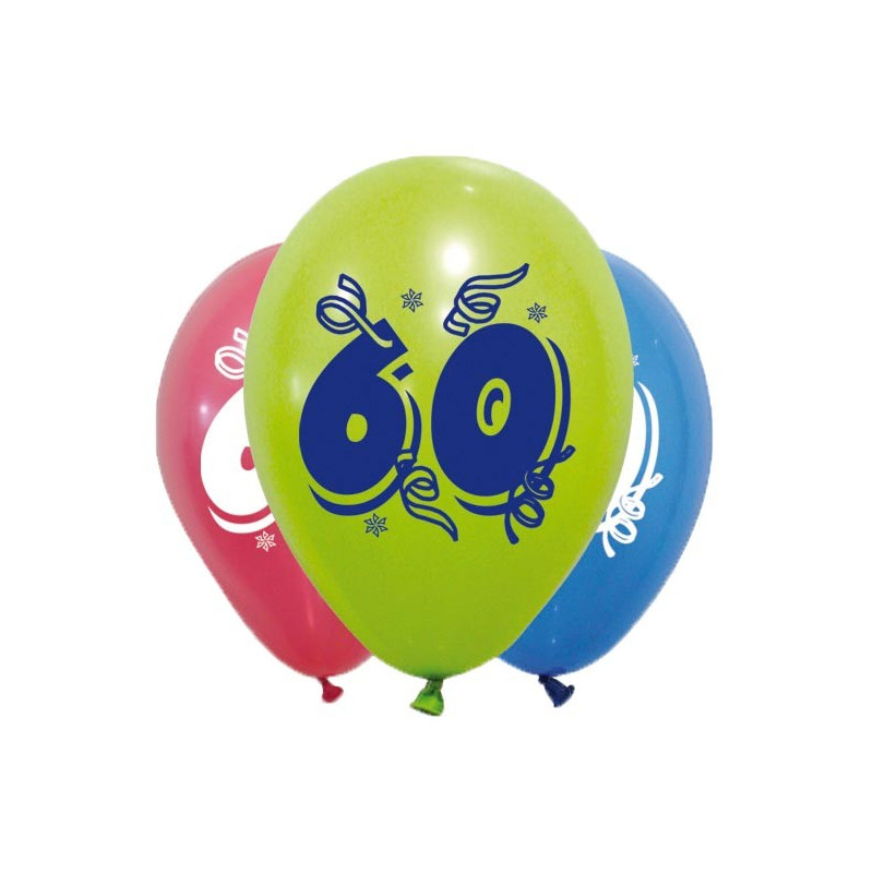 Ballons 60 ans Anniversaire air et hélium - décorations