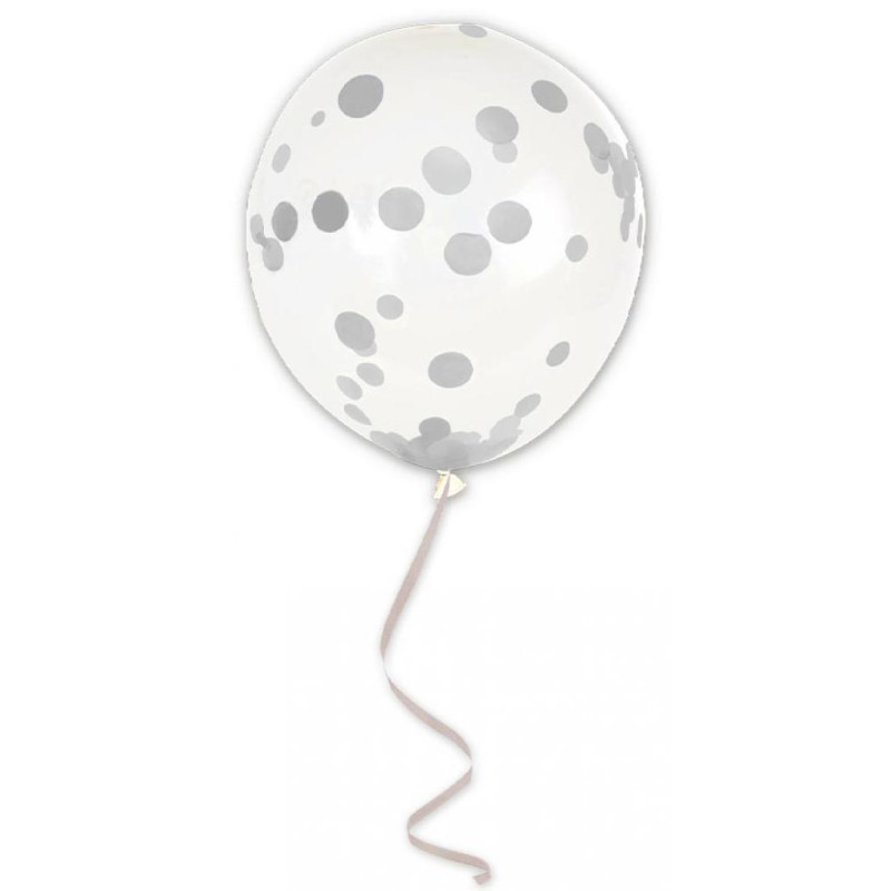 Ballon Confettis Argent x6