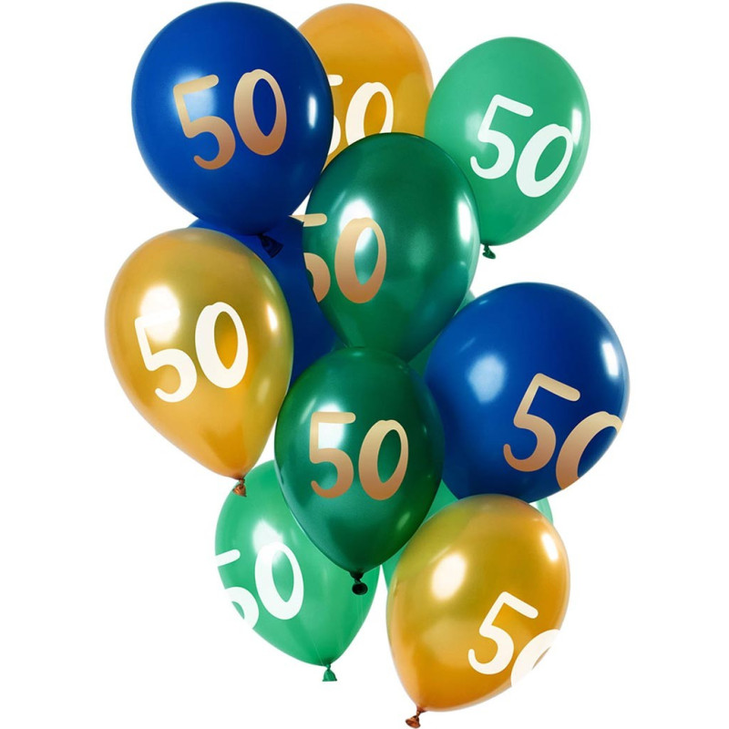 Bouquet Ballons 50 ans Anniversaire Colorés x12