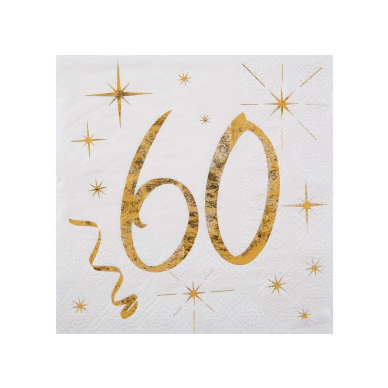 16 serviettes anniversaire 60 ans