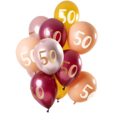 Bouquet Ballons 50 ans Anniversaire Colorés x12