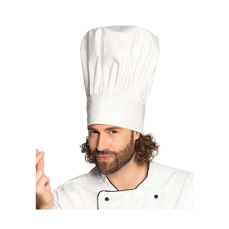 Toque de chef cuisinier - polyester et coton - Haut. 35cm Diam