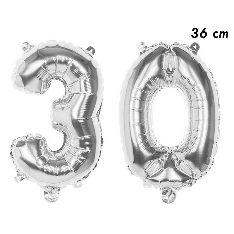 Ballons Age 30 ans Argent 36 cm- décorations 30 ans