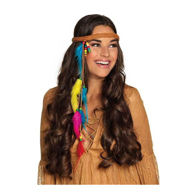 Bandeau Hippie avec Plumes - accessoire de déguisement