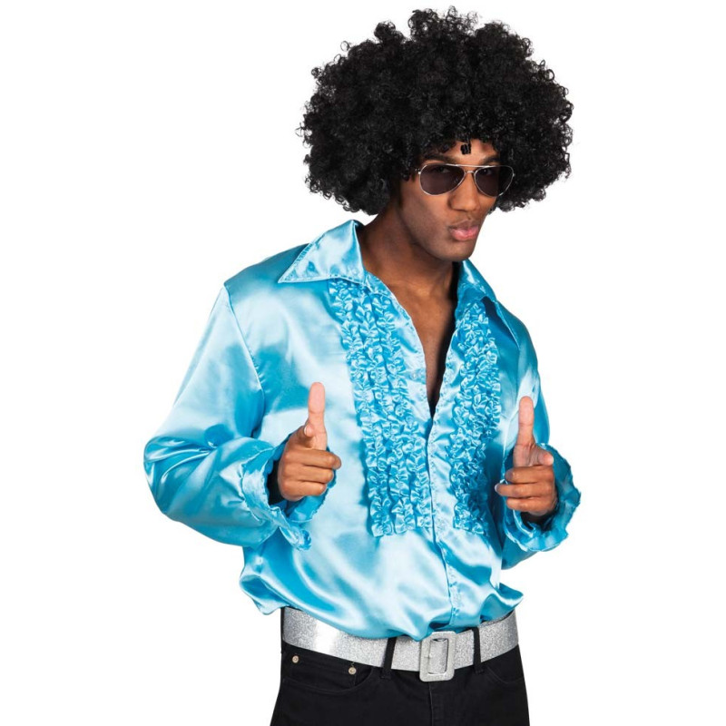 Perruque Afro Disco - bleue - années 80 (grande taille)