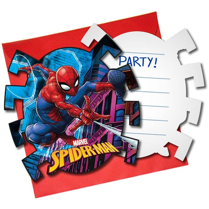 Invitation Anniversaire Spiderman x6 - enfants