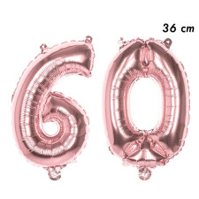 Ballon élégant anniversaire 60 ans en latex de 30cm rose gold.