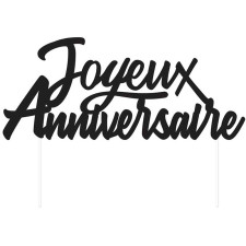 Top noir joyeux anniversaire pour gâteau