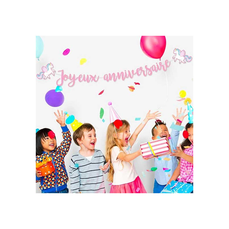 6 Ballons imprimés Princesse Licorne - Rose et Blanc - My Party Kidz