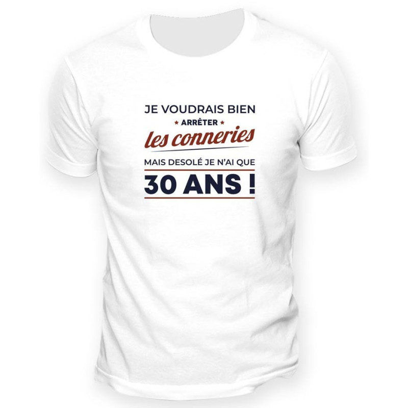 Tee-Shirt Anniversaire 30 ans Homme - Accessoire Déguisement - Rue