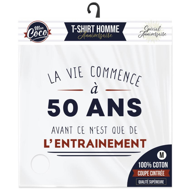 Tee-shirt 50 ans Anniversaire Homme Blanc M, L, XL