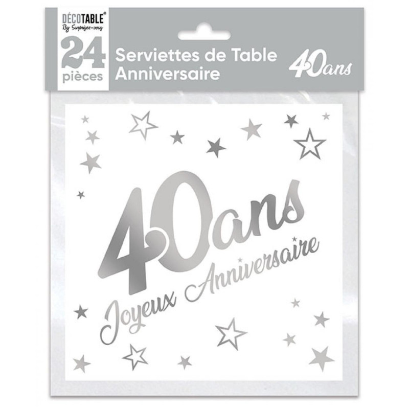 40 Pièces Serviettes Happy Birthday, Serviette Anniversaire, Or
