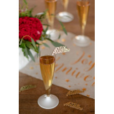 Confettis de Table en Bois Joyeux Anniversaire Or x10