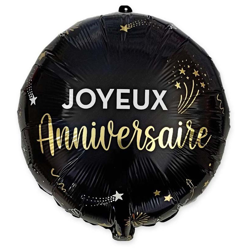 Ballon 'Happy Birthday' avec Queue - Nu et Noir - Ballondecoraties