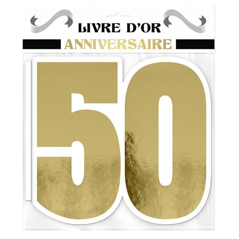 Livre d'Or 50 ans Anniversaire Blanc/Or 20 pages