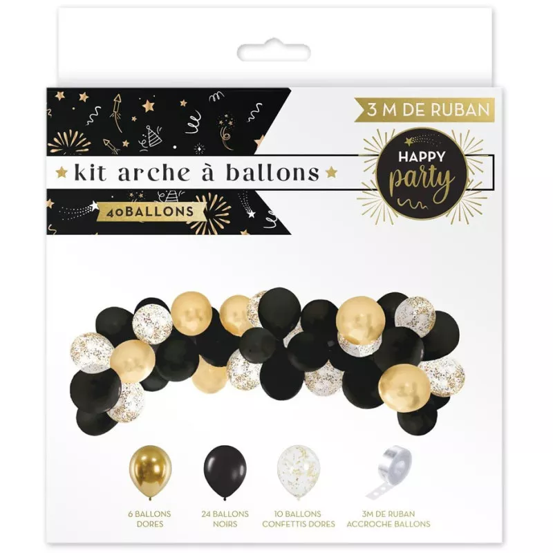 Kit Arche de Ballons Noir et Or