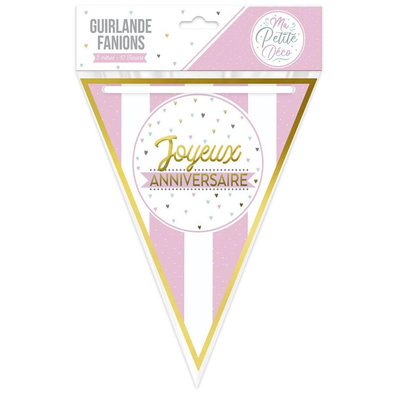 Guirlande Happy Birthday rose gold - Déco anniversaire fille