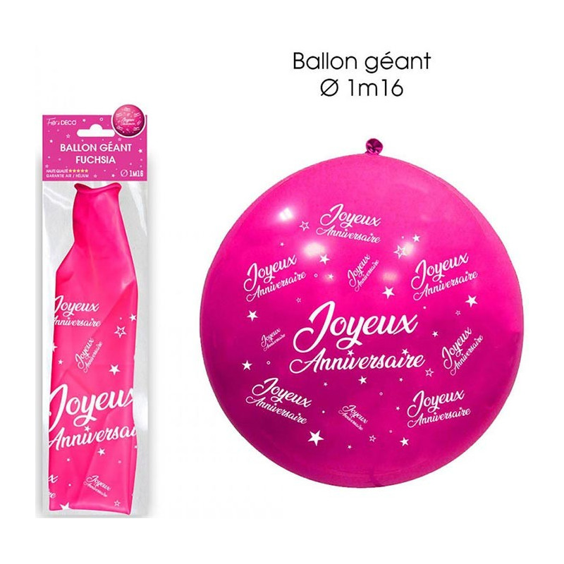Ballon Joyeux Anniversaire Géant Rose 1,16 m