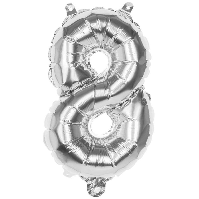 Ballon Aluminium Chiffre 8 Argent 36 cm - déco