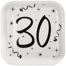 Set vaisselle fête/anniversaire Santex - 10x assiettes/25x serviettes -  argent - karton