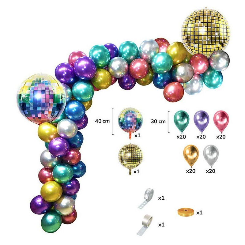 ballon en forme de boule à facettes - ballon hélium thème disco