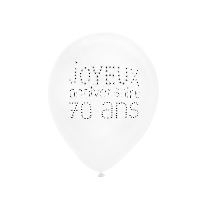 Ballon anniversaire 70 ans, sac de 8 - Achat / Vente