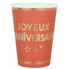 Gobelet anniversaire terracotta et or