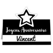 Marque-place anniversaire noir et blanc