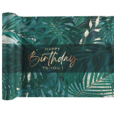 Chemin de table Happy Birthday thème tropical