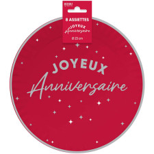 Assiette carton anniversaire rouge