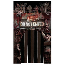 Déco de porte Halloween zombie avec rideau