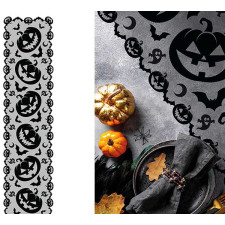 Chemin de table Halloween noir citrouille en tissu