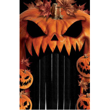 Déco de porte Halloween citrouille avec rideau