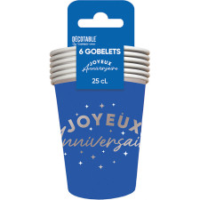 Gobelet anniversaire bleu en carton