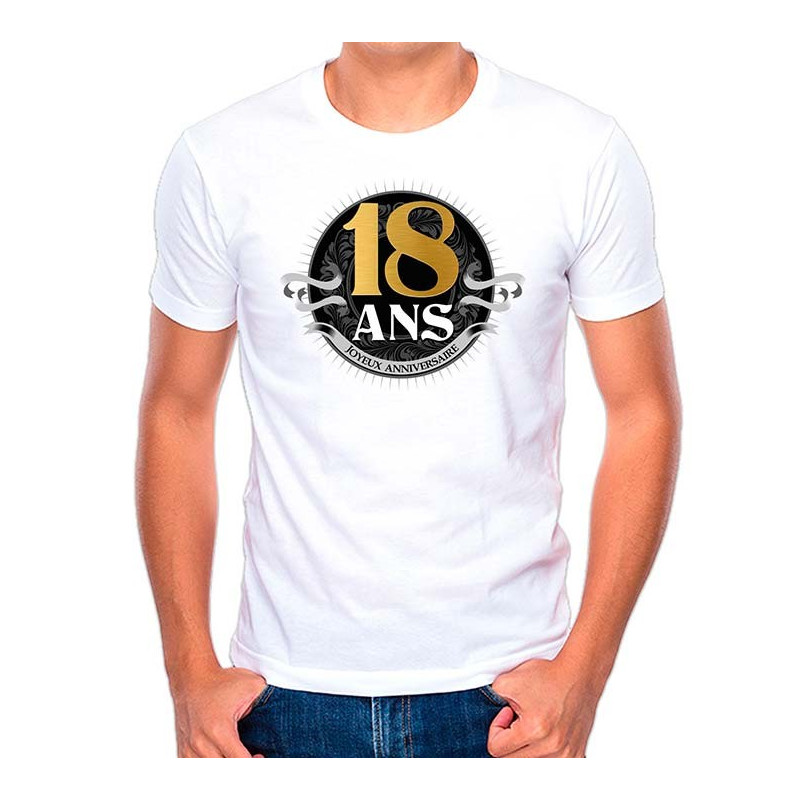 Cadeau de fête T-shirt anniversaire dédicace 18ans R/TSOSS202